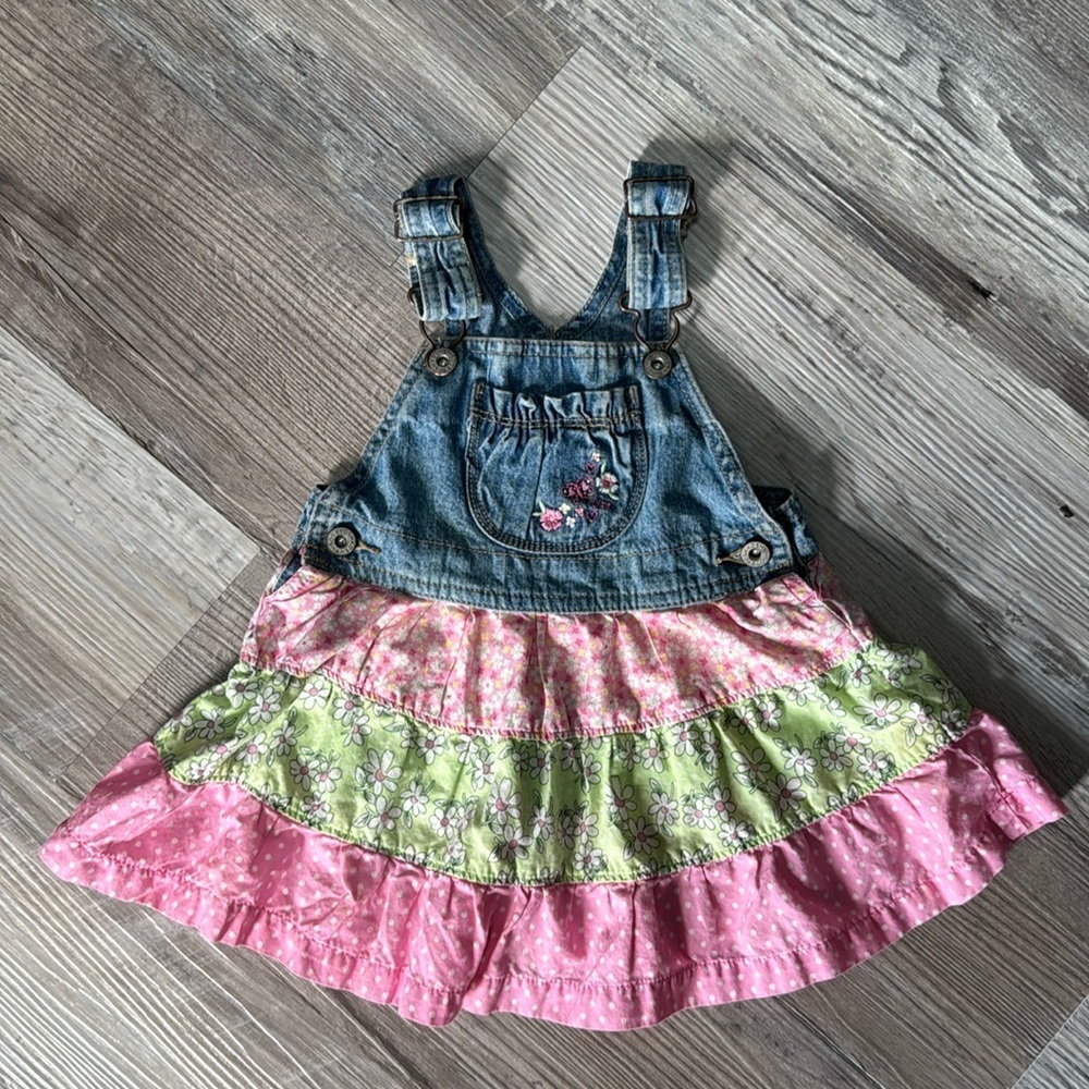 OSHKOSH B-gosh tiered ruffle bib overall skirtall - Picture 1 of 8